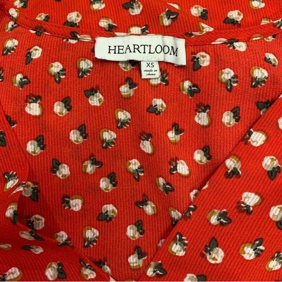 HEARTLOOM Blouse Red Blake wrap Bow Tie Waist Spring Blouse Size XS - Picture 5 of 8